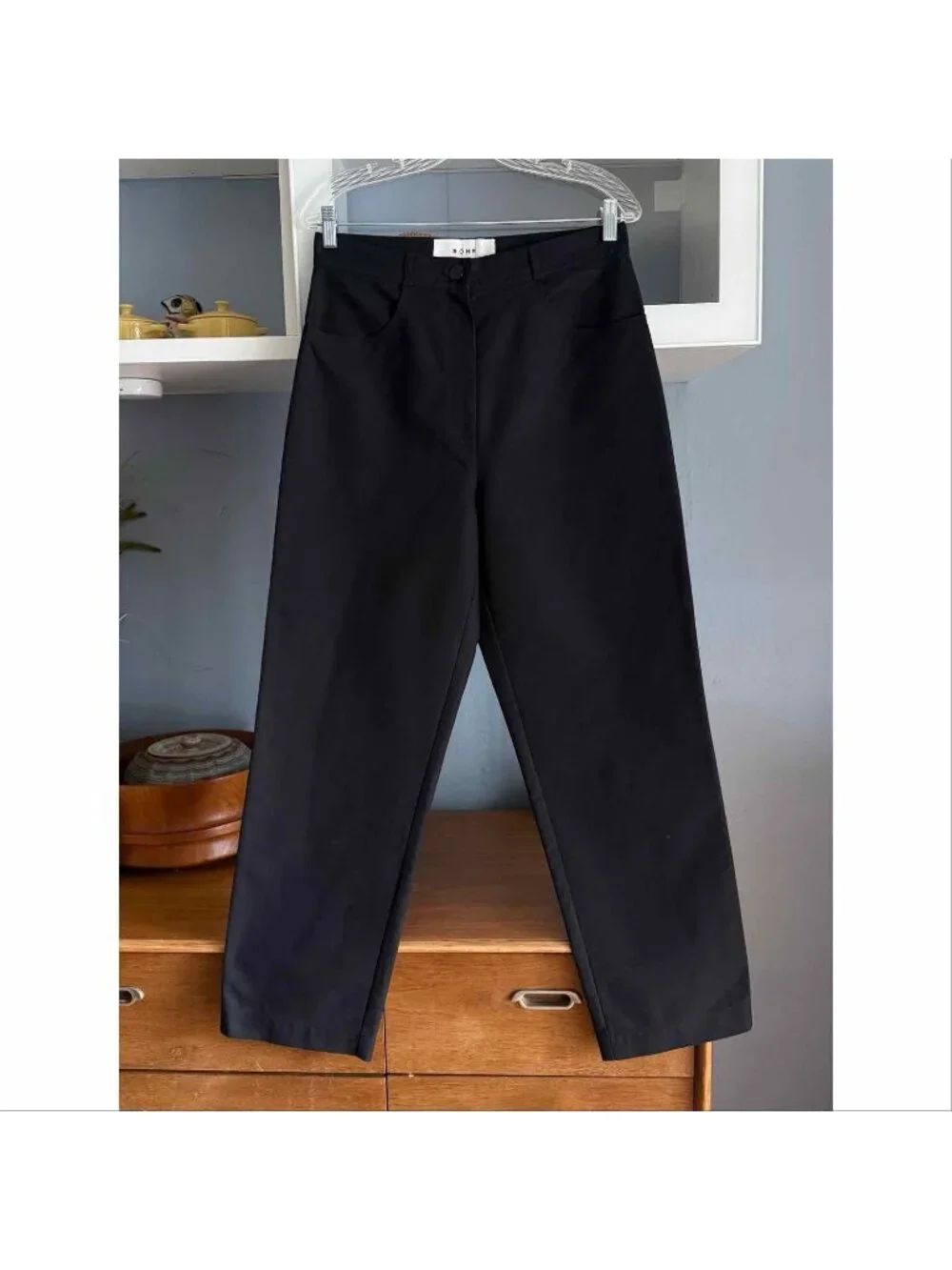 Róhe Valentina Black Cotton Trousers Pants Cropped High Rise Size 40